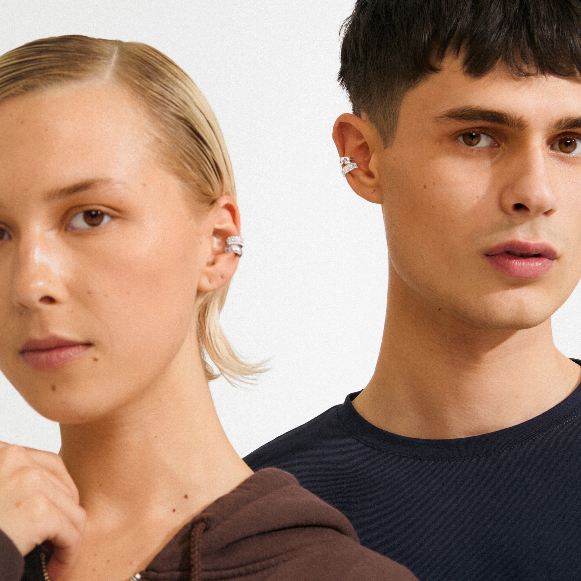 HUDSYN ear cuff, 2-i-&eacute;t s&aelig;t, s&oslash;lvbelagt