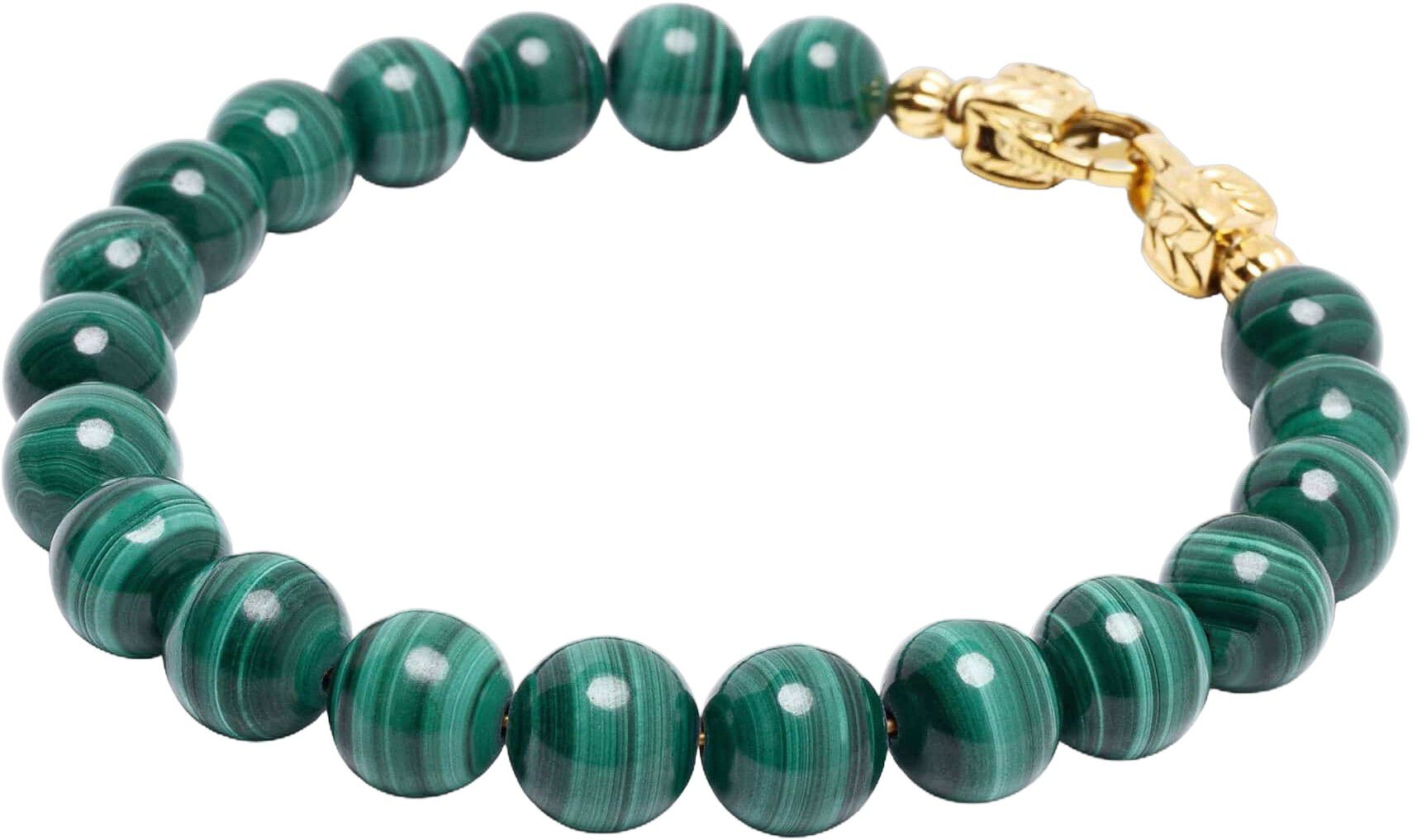 Green Malachite Healing Bracelet with Gold Lock