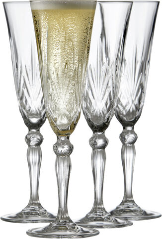 Lyngby Glas Krystal Melodia Champagneglas 16 cl 4 st Klar