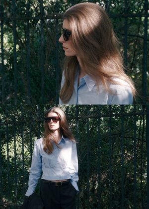 Pleated cotton shirt