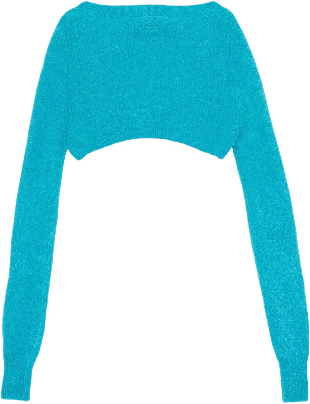 Bolero topp i bl&aring; borstad alpacka