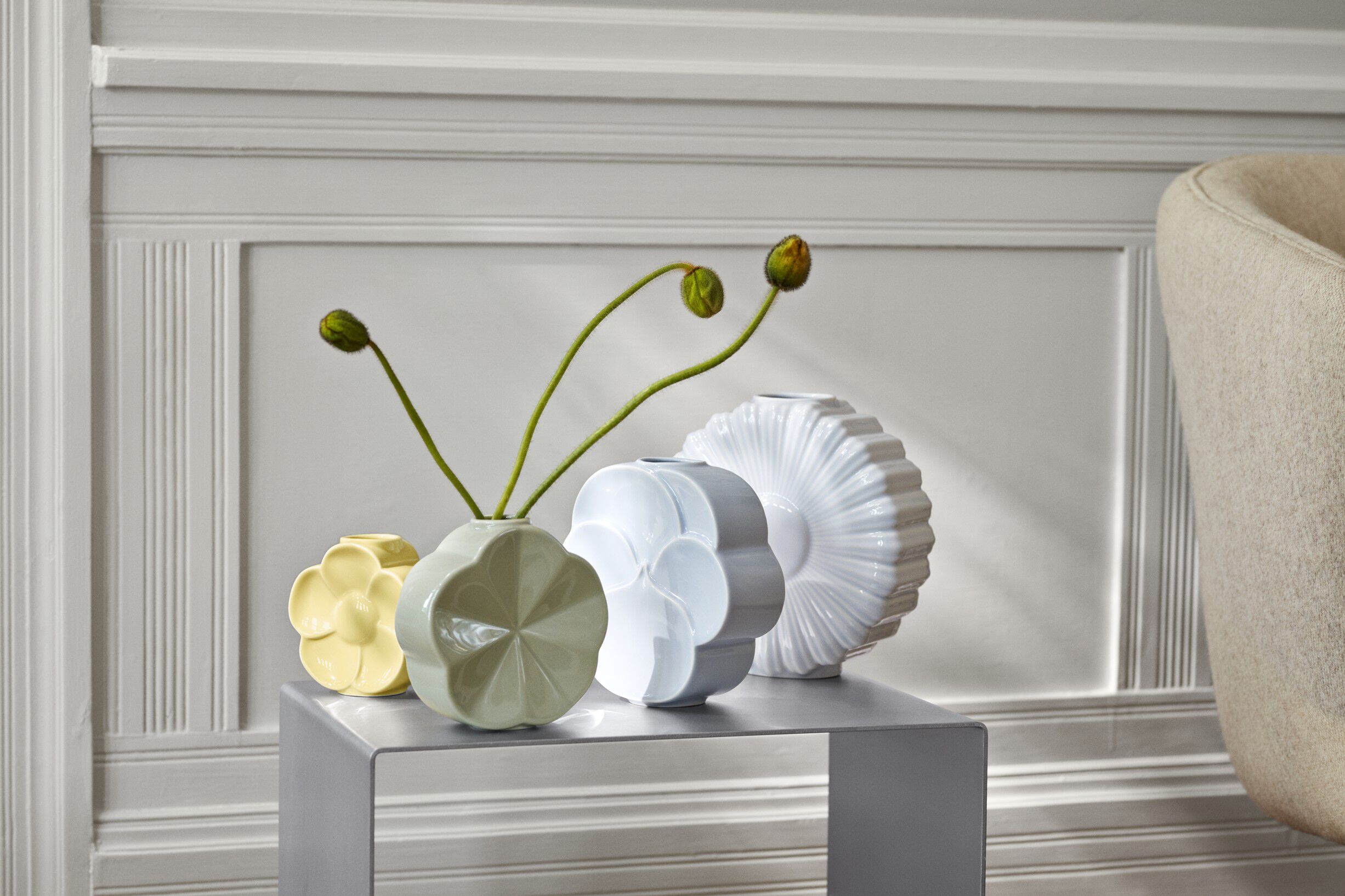 Flower Vase Snerle H14 cm gr&oslash;n porcel&aelig;n