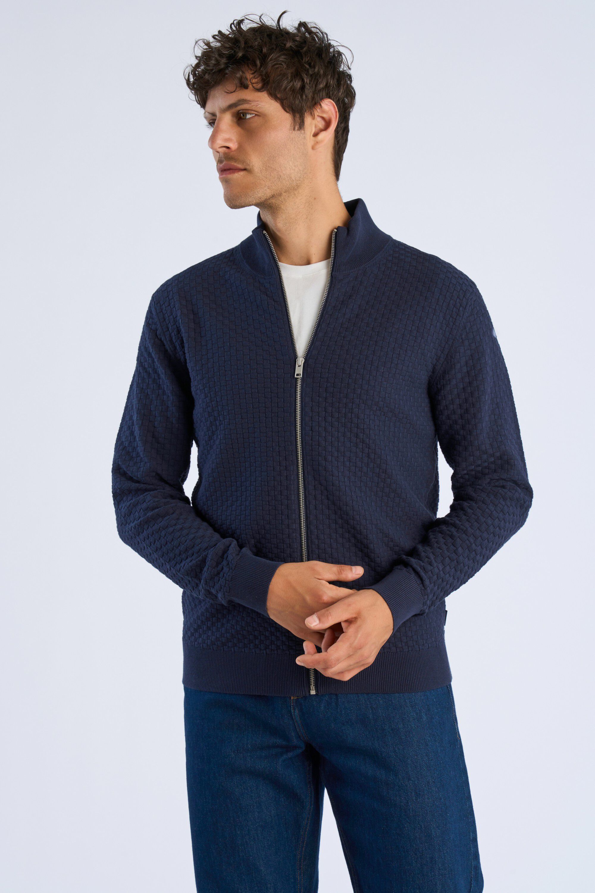 Knitted zip cardigan