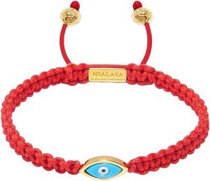 Men's Red String Bracelet with Gold Evil Eye
