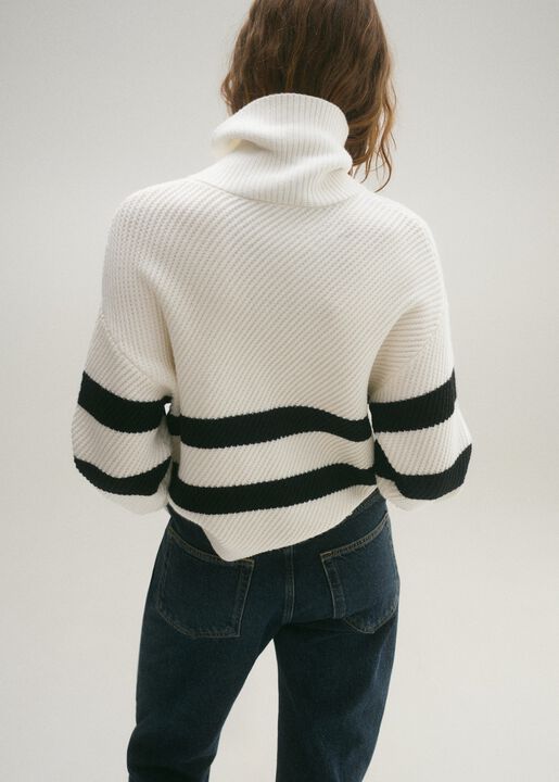 Striped ribbed-knit sweater