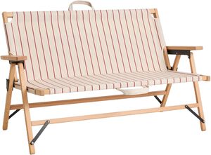 Outdoor Market Folding Sofa - Beige with red stripe -