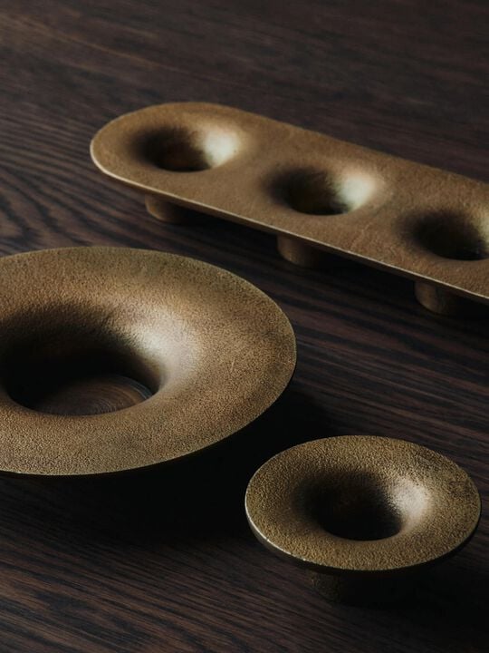 Soothe Block Candle Holder - Brass Finish