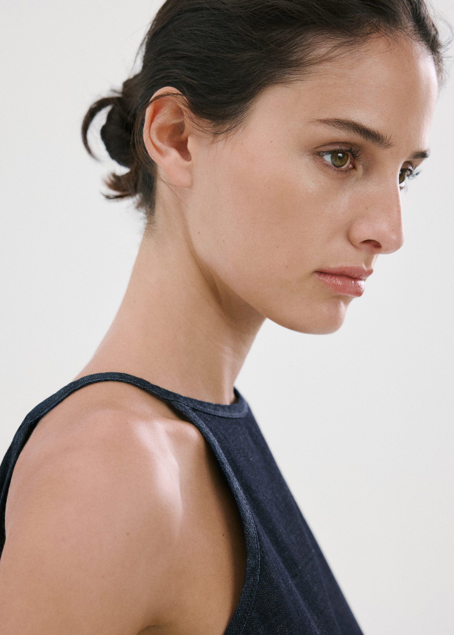 Denim-effect cotton top