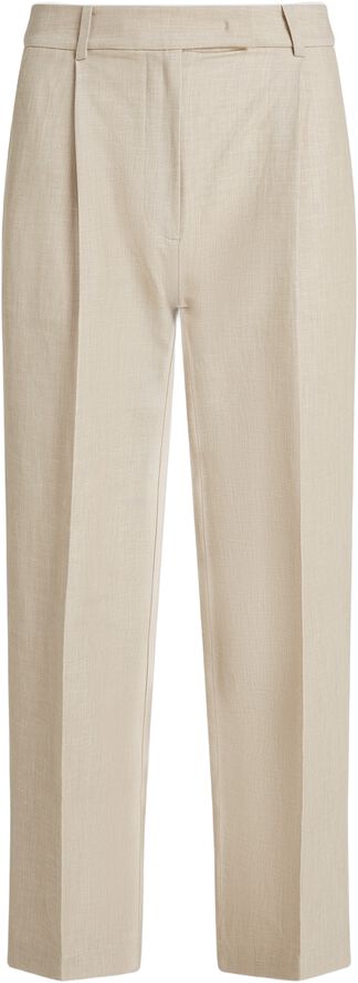LINEN MIX PLEATED TAPERED PANTS