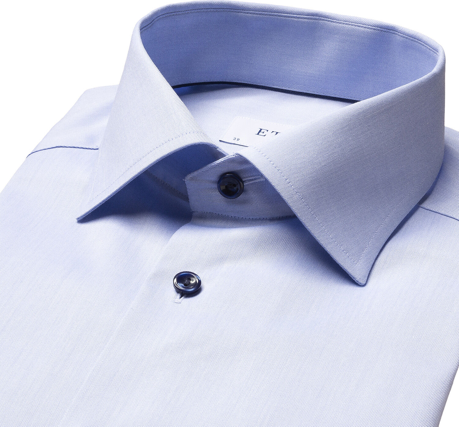 Blue twill shirt with navy details - Contemporary Fit