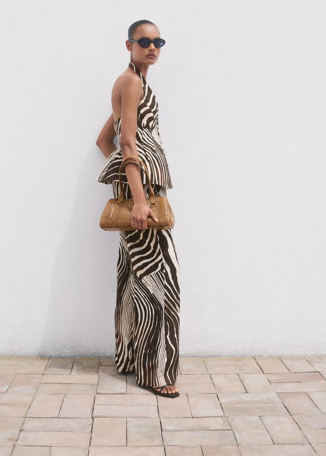 Zebra print linen pants