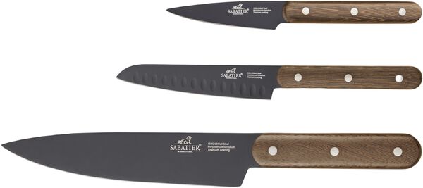 Knivset Phenix Walnut 3 delar Svart/Valnötträ