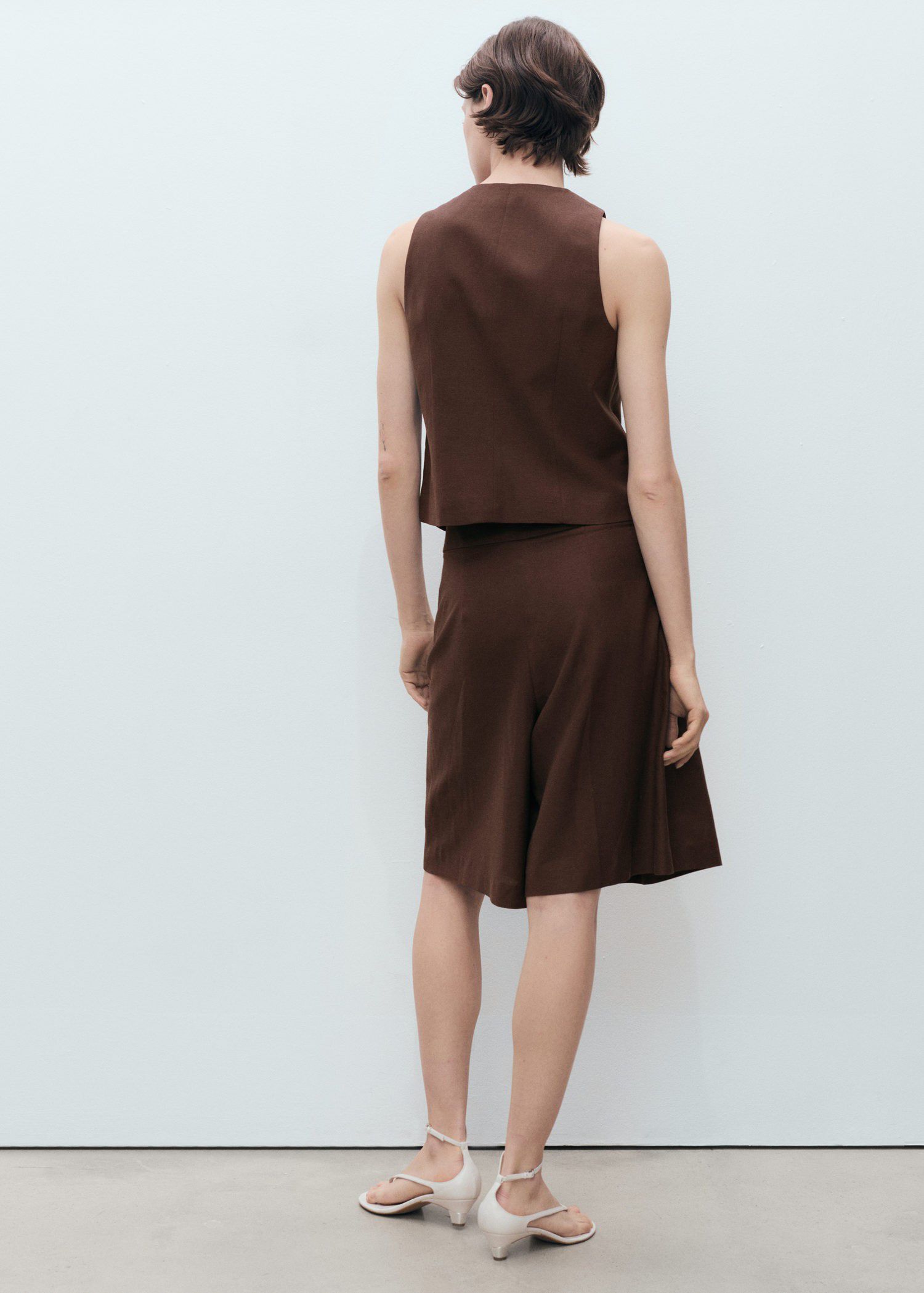 Linen blend suit vest