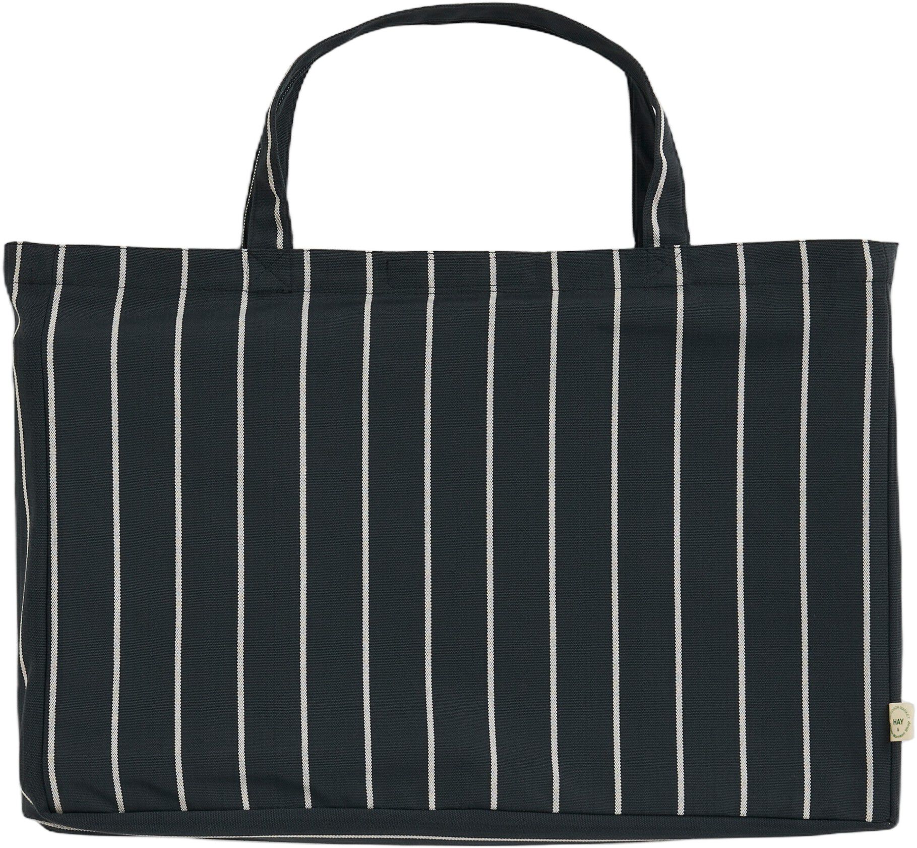 Outdoor Market Folding Stool - Black with beige stripe -