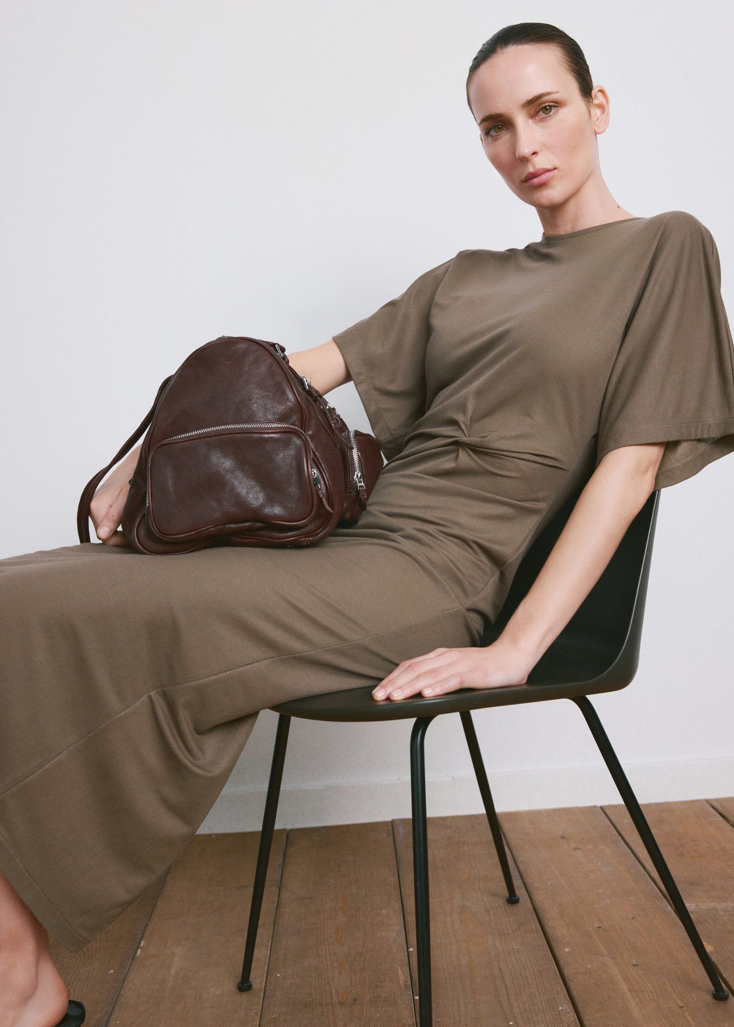 Side gathered details dress