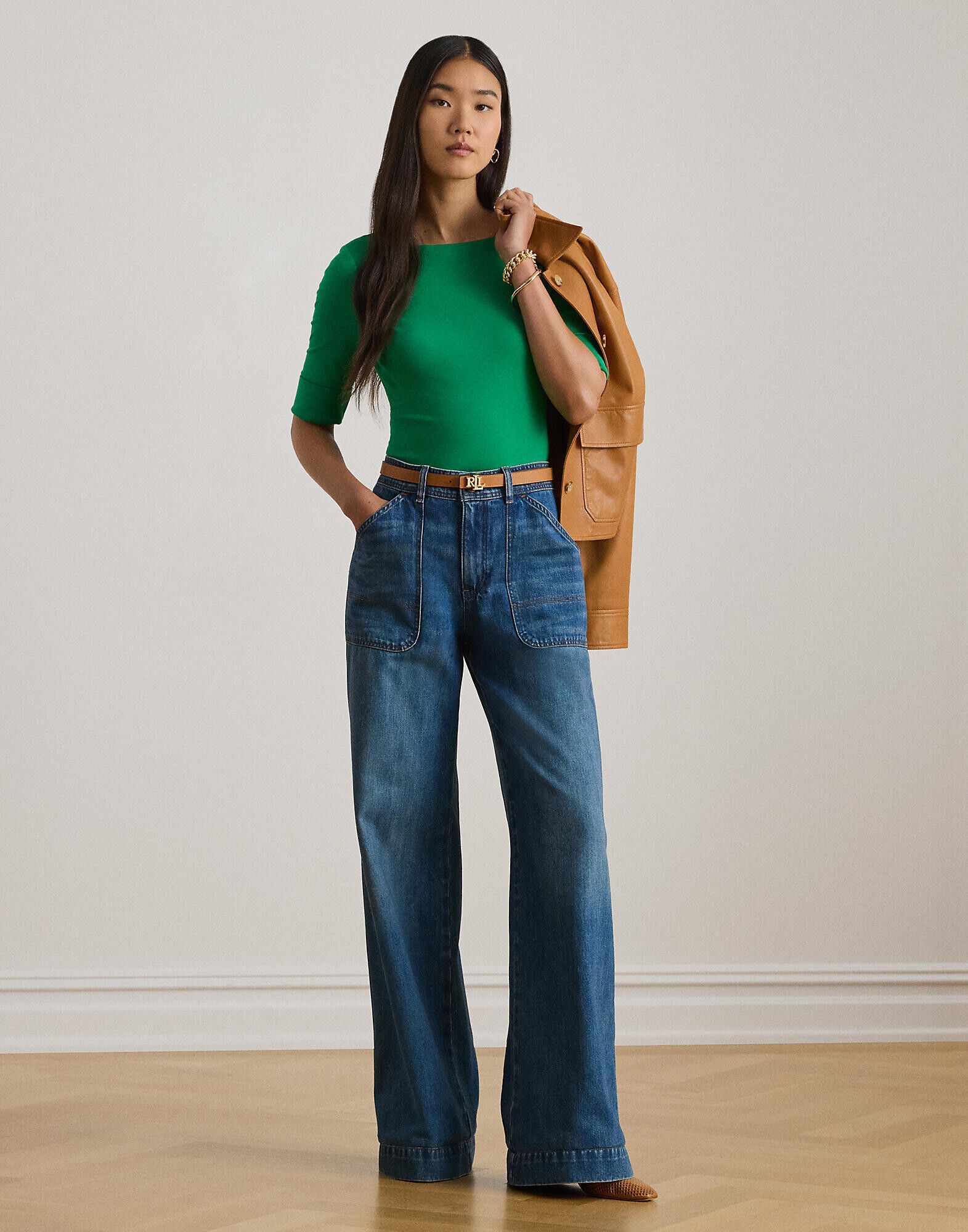 Stretch Cotton Boatneck Tee