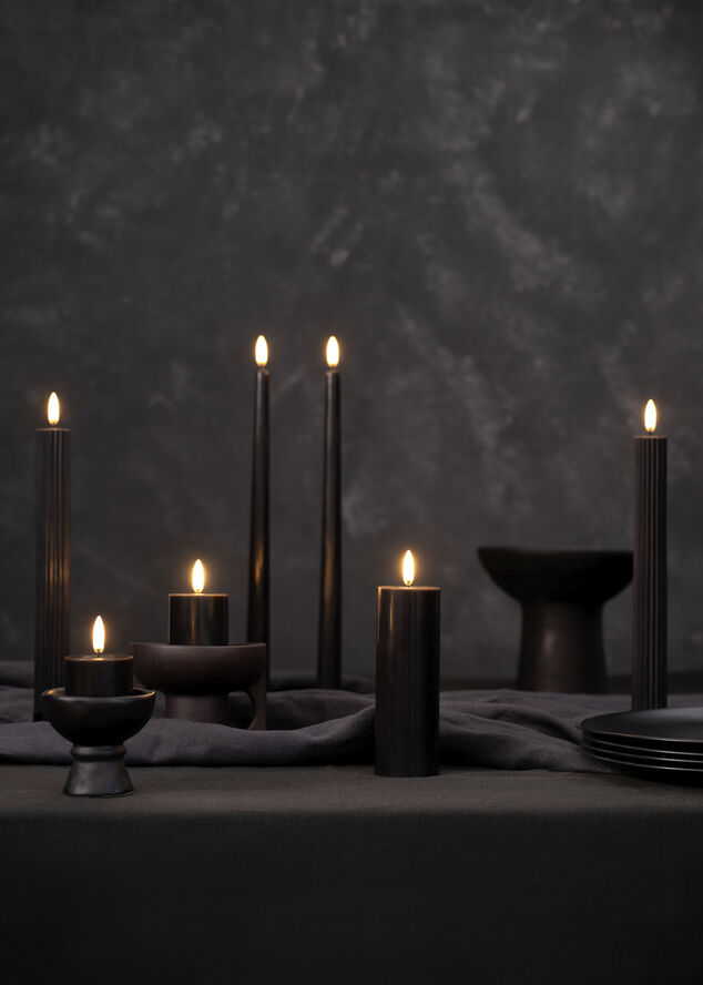 LED slim taper candle, Plain black, Smooth, 2-pack, 2,3x32 c