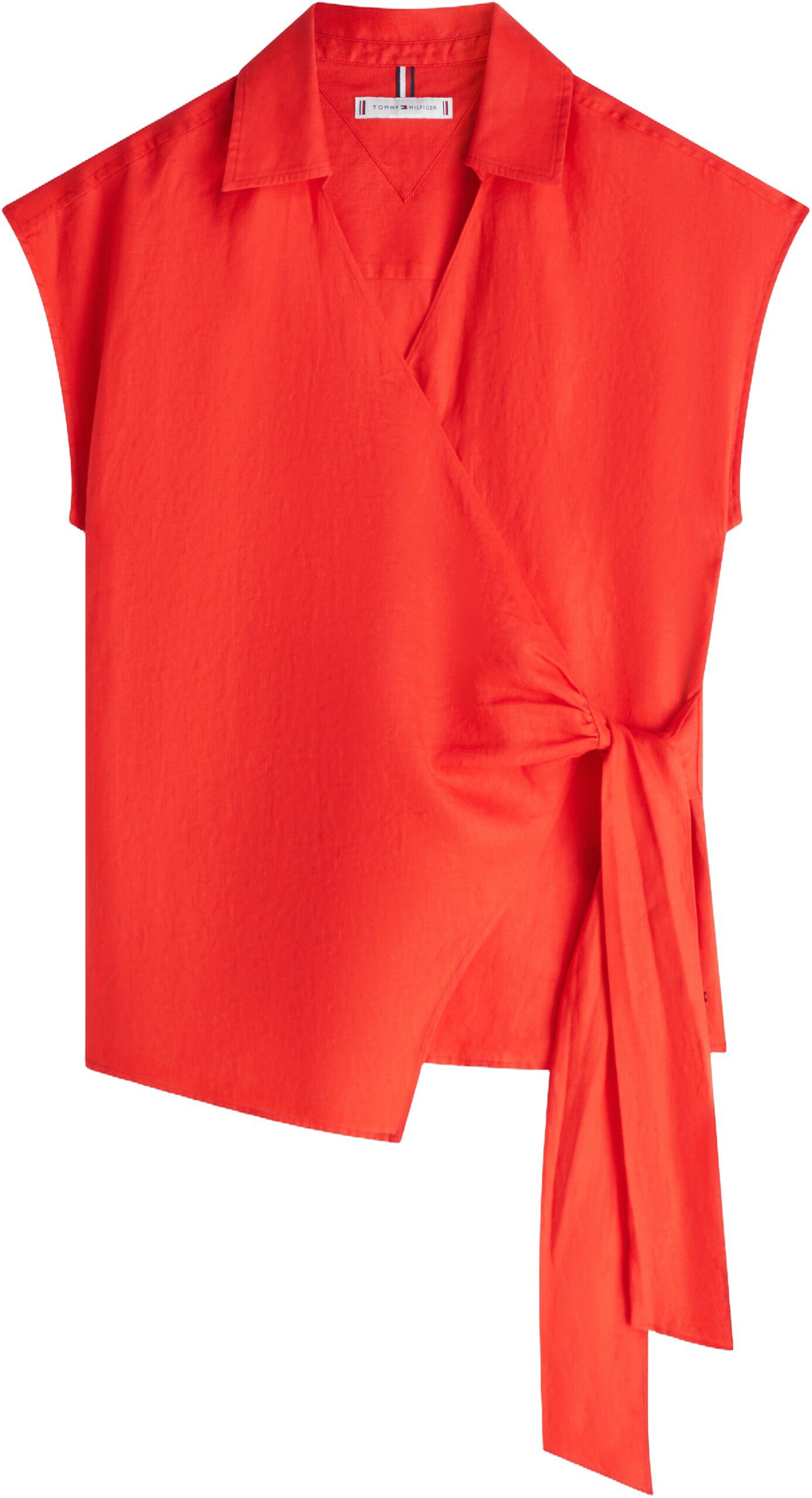 Pure Linen Wrap Knot Sleeveless Blouse