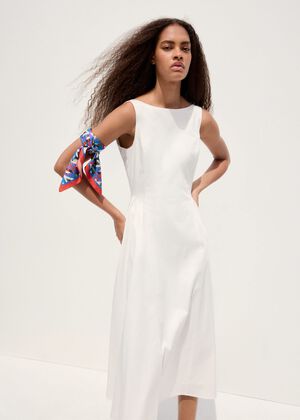 Boat-neck ruched dress