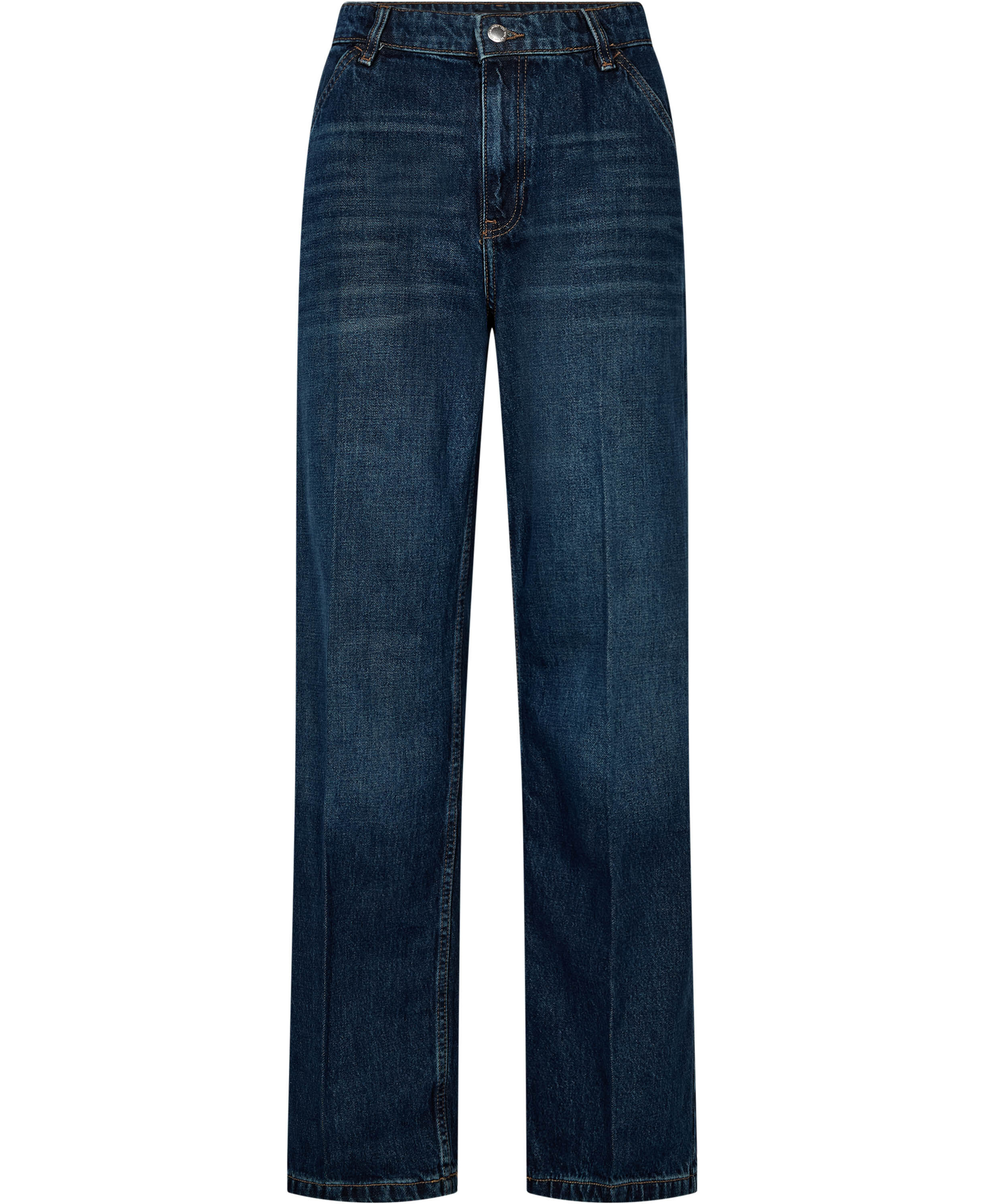Regular-waist straight-leg jeans