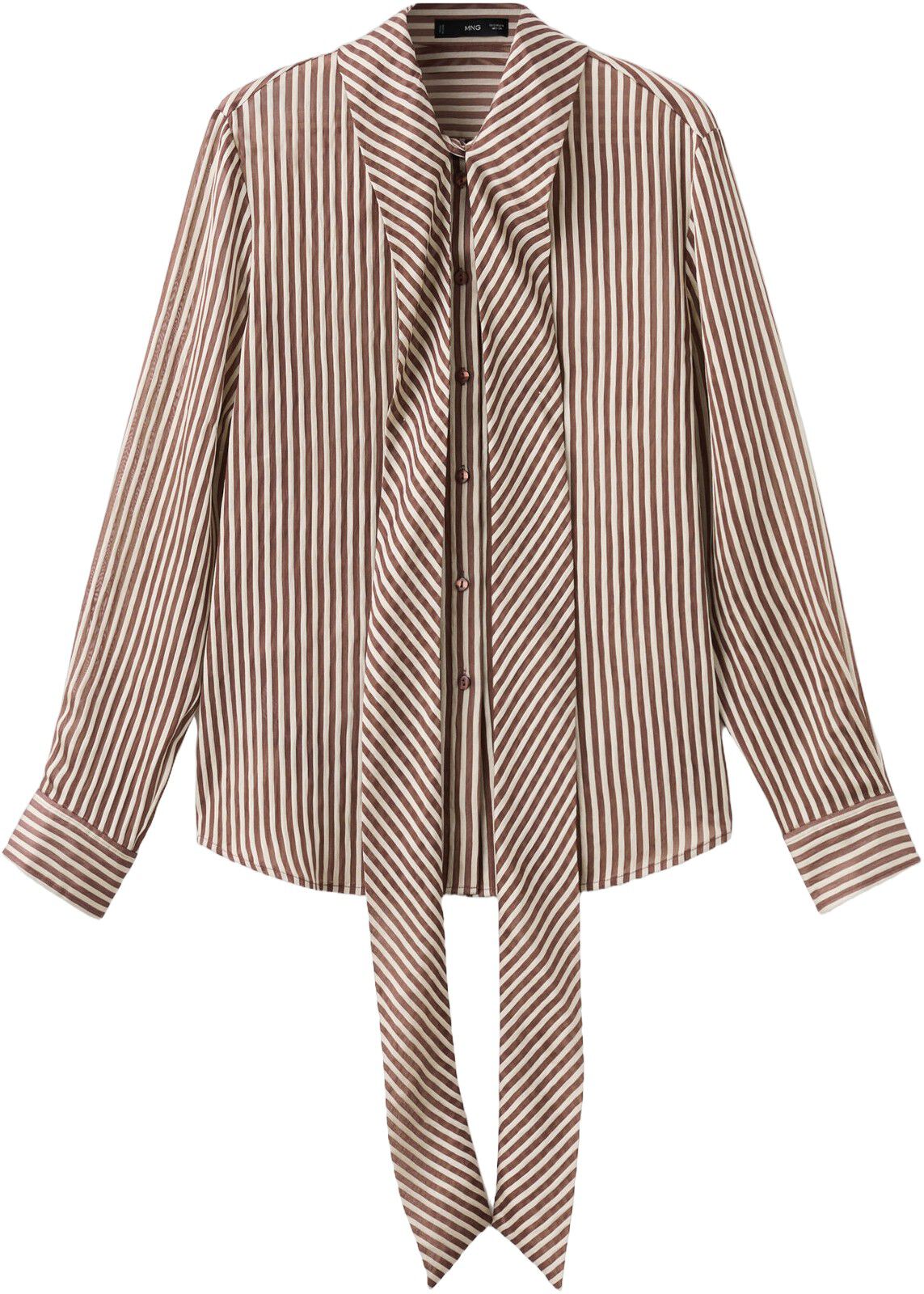 Striped blouse with bow tie neck