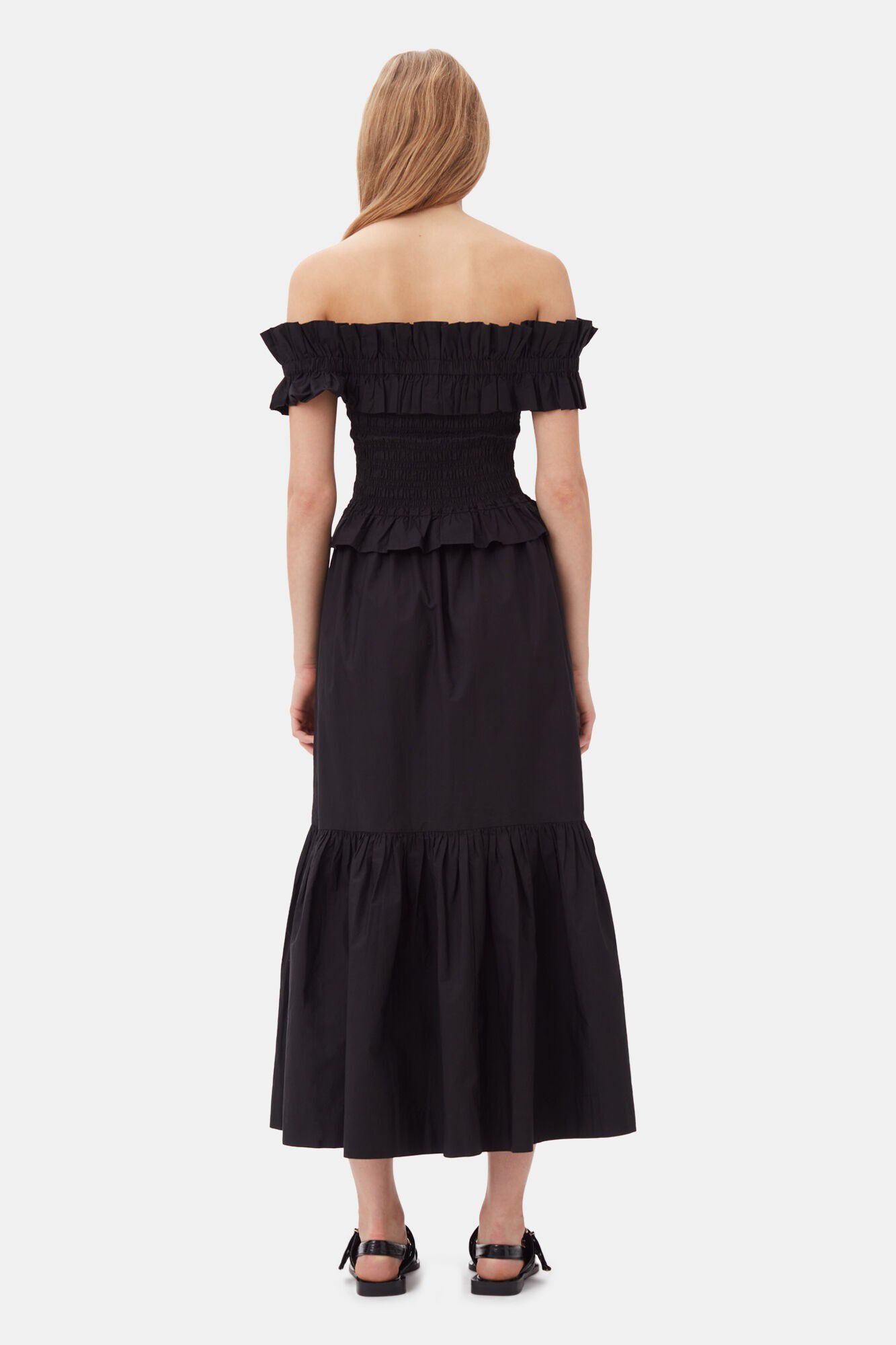 Cotton Poplin Maxi Flounce Skirt