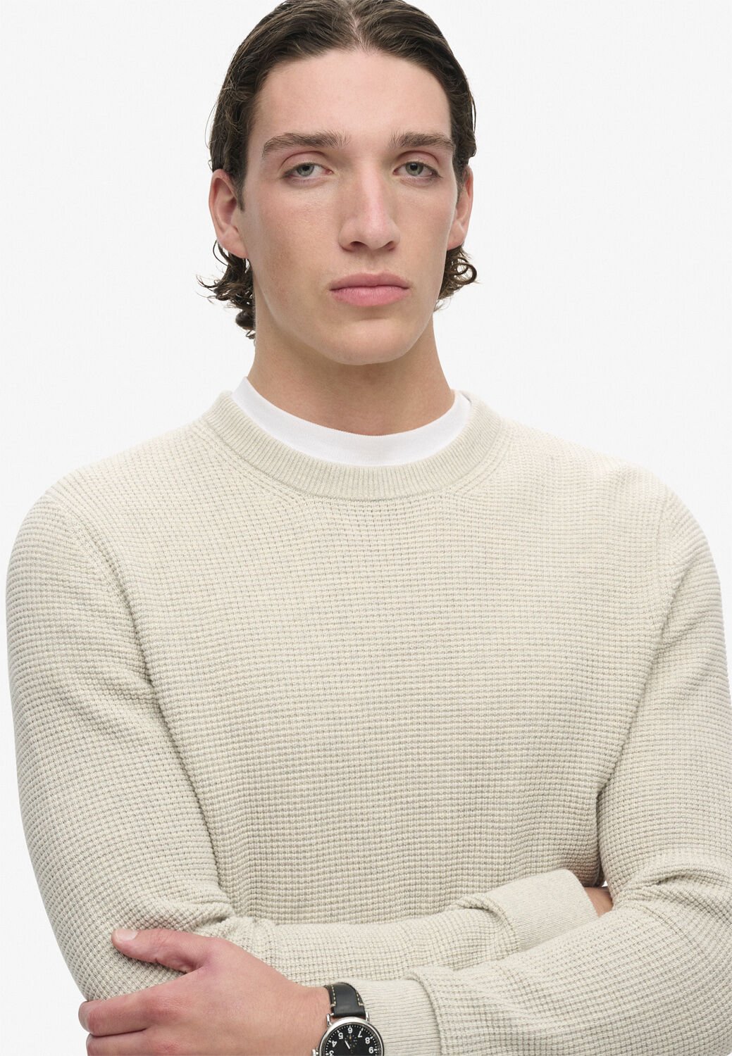 TEXTURED CREW KNIT JUMPER