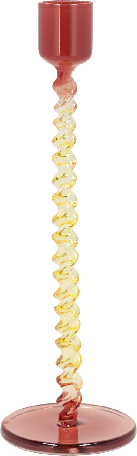 Ljusstake Styles 7,4 x 20,3 cm Gul/R&ouml;d Glas