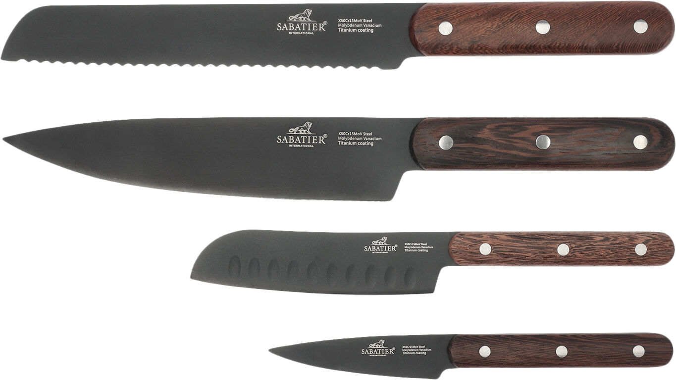 Knivset Phenix 4 delar Svart/Tr&auml;