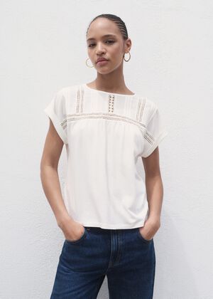 Cotton t-shirt with openwork detail