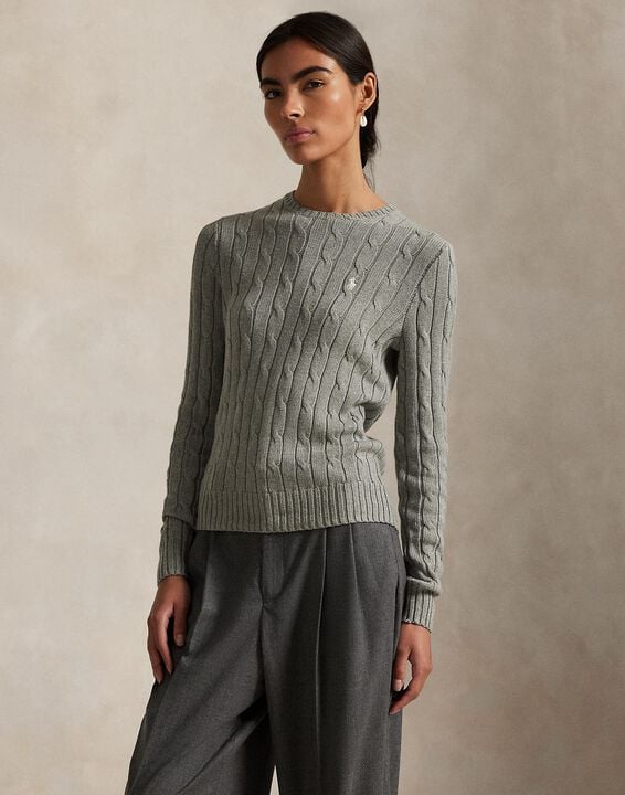 Cable-Knit Cotton Crewneck Sweater