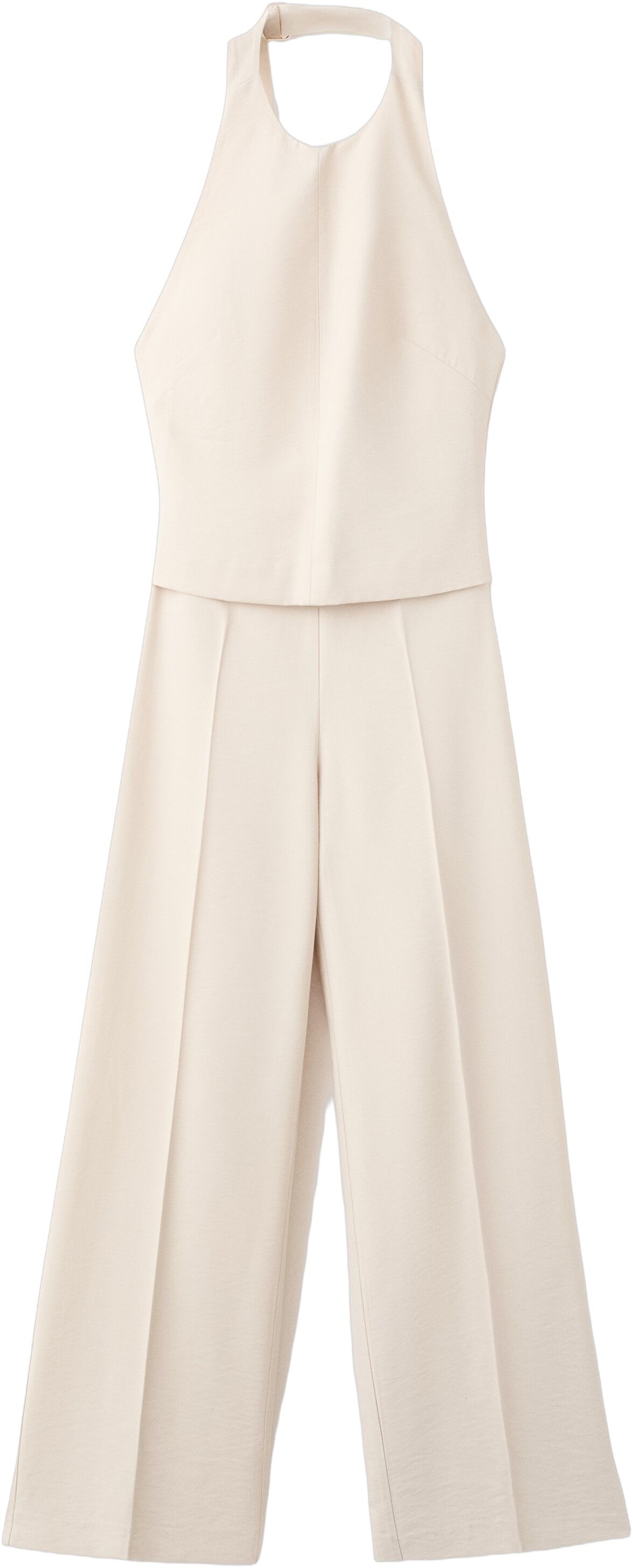 Halter jumpsuit with contrasting de