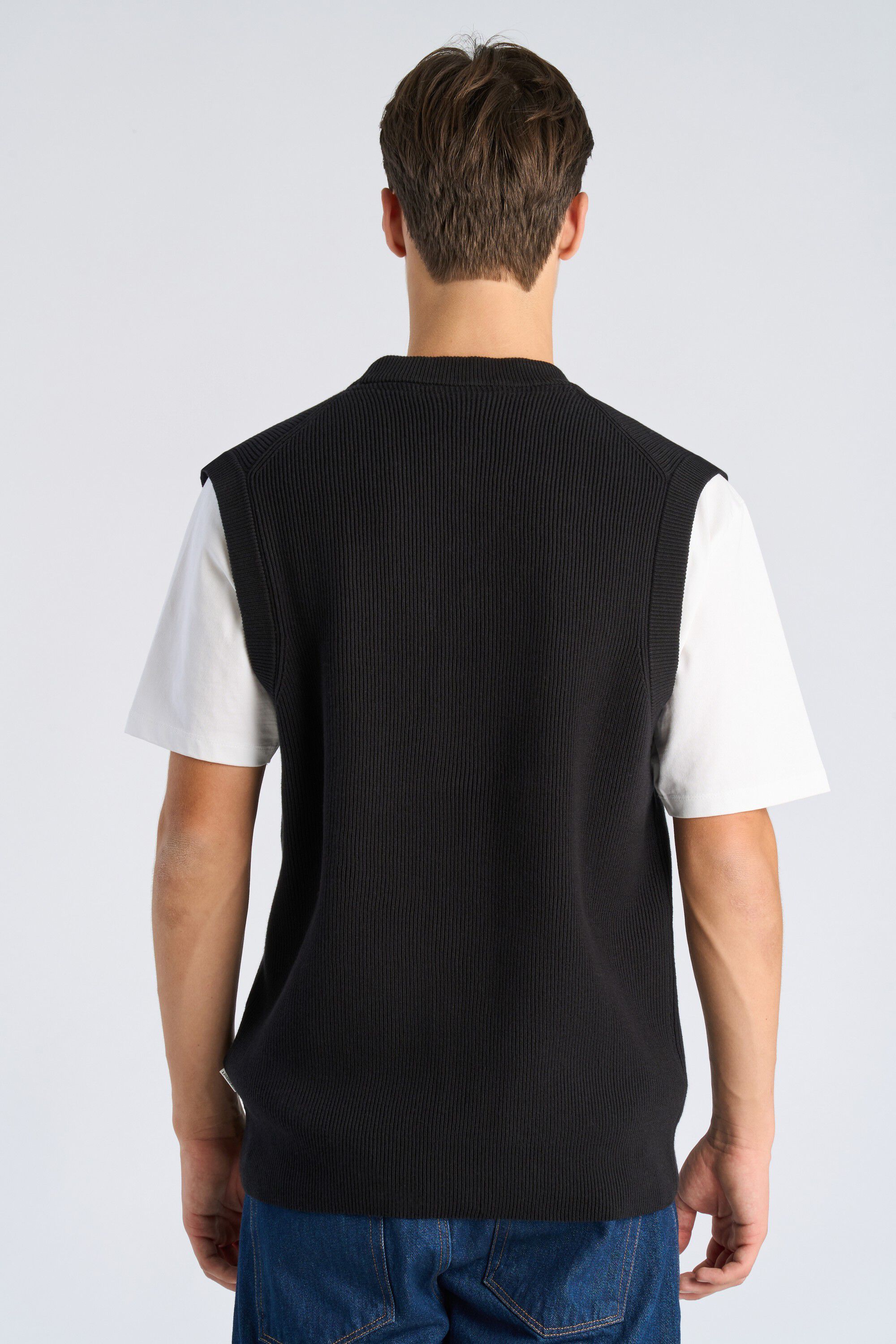 Rib v-neck button slipover