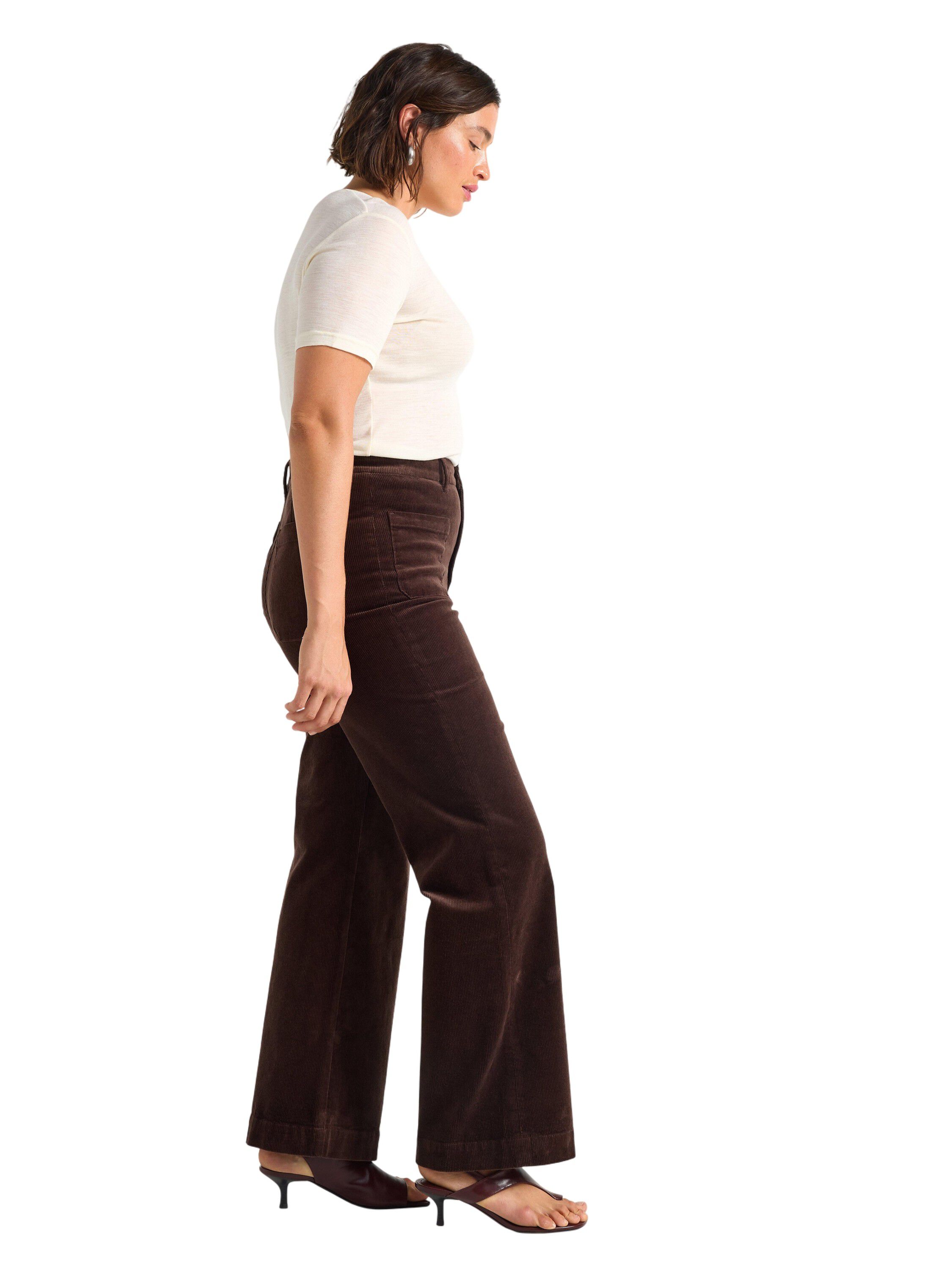 High waist trousers in corduroy wit
