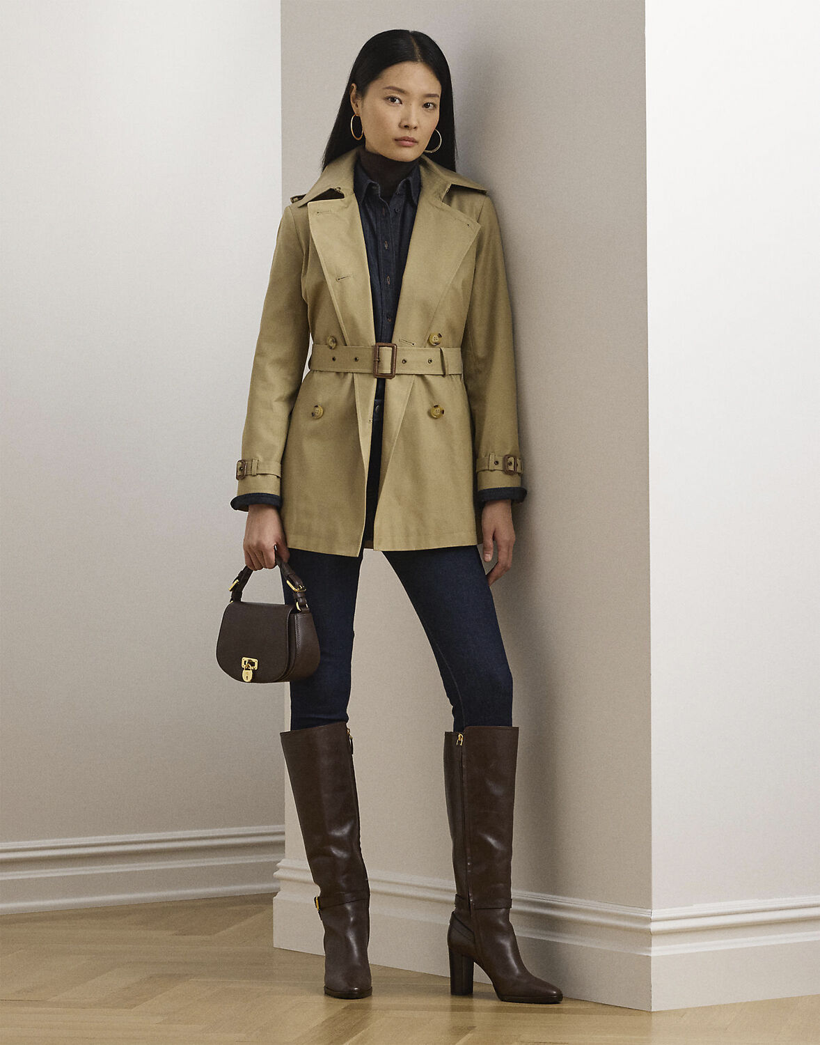 Double-Breasted Cotton-Blend Trench Coat