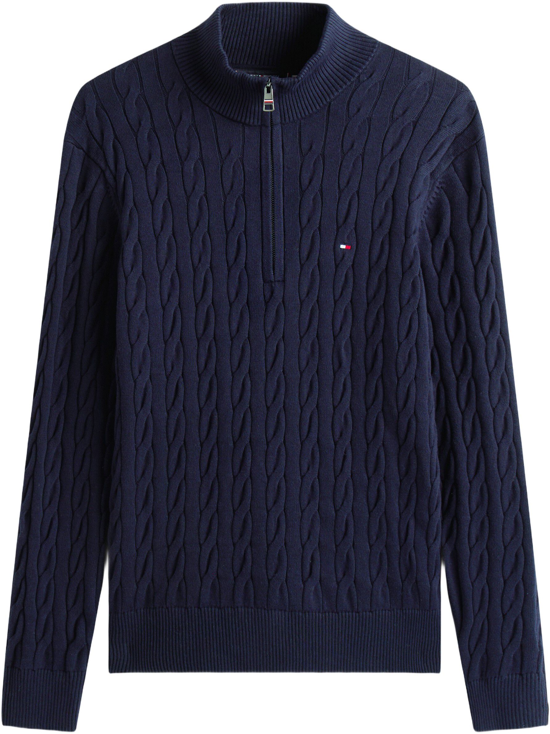 CLASSIC COTTON CABLE ZIP MOCK