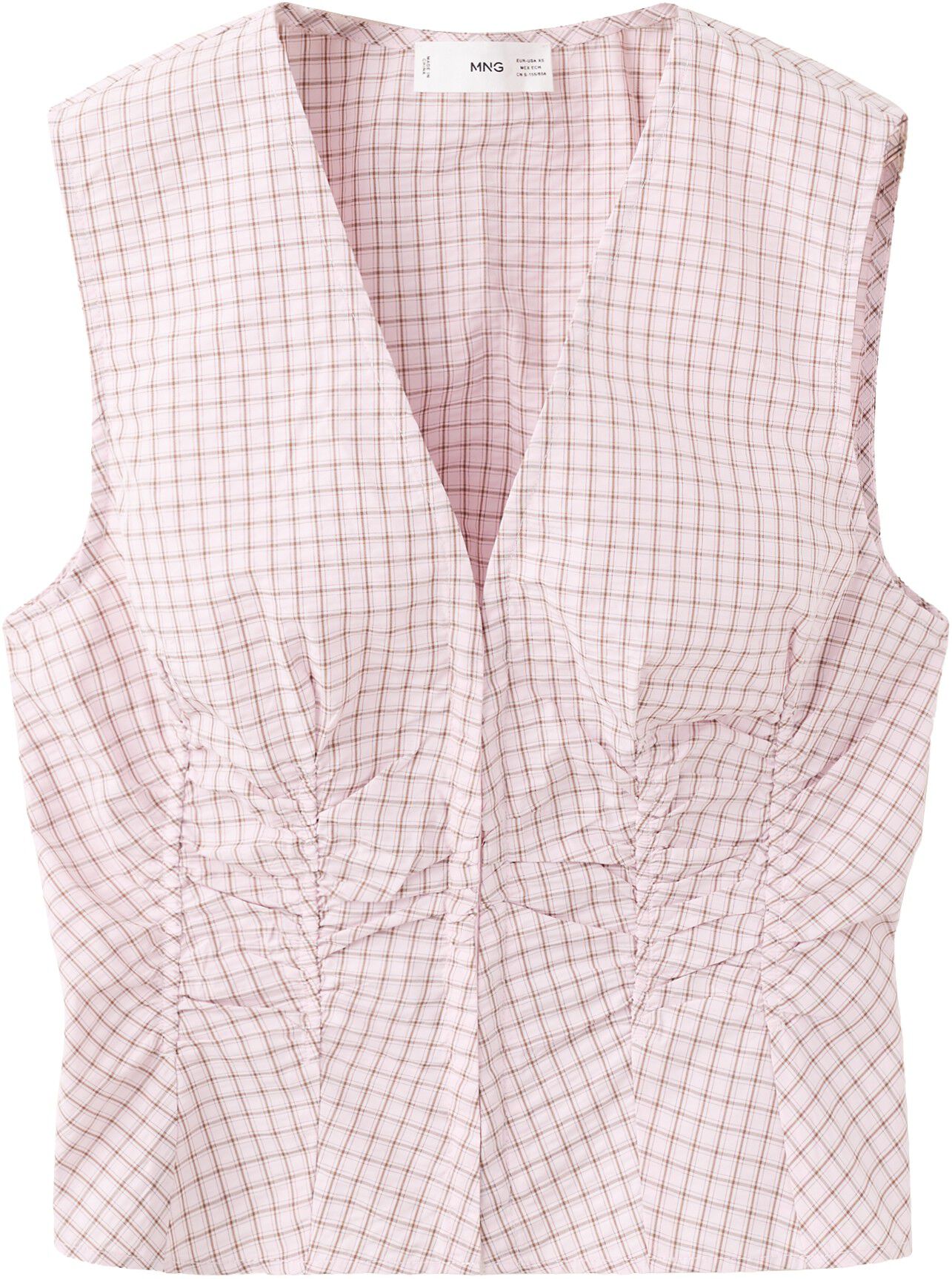V-neck checked blouse