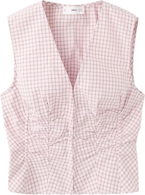 V-neck checked blouse