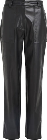 High rise straight fit leather pants