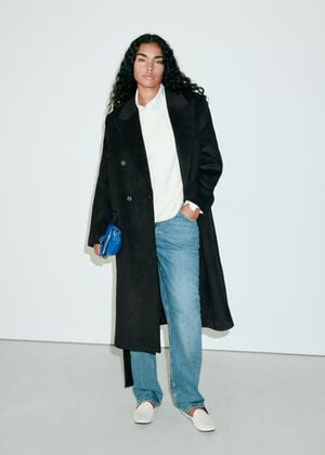 Double-breasted wool-blend coat