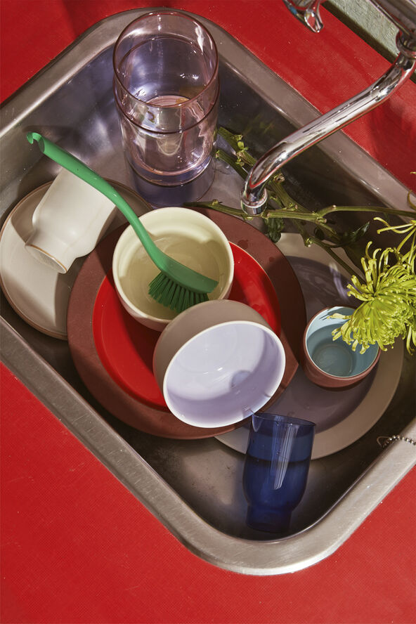 CLAYWARE, SERVING BOWL, LARGE, LOW, CLAY SAND, GLAZE LIGHT G