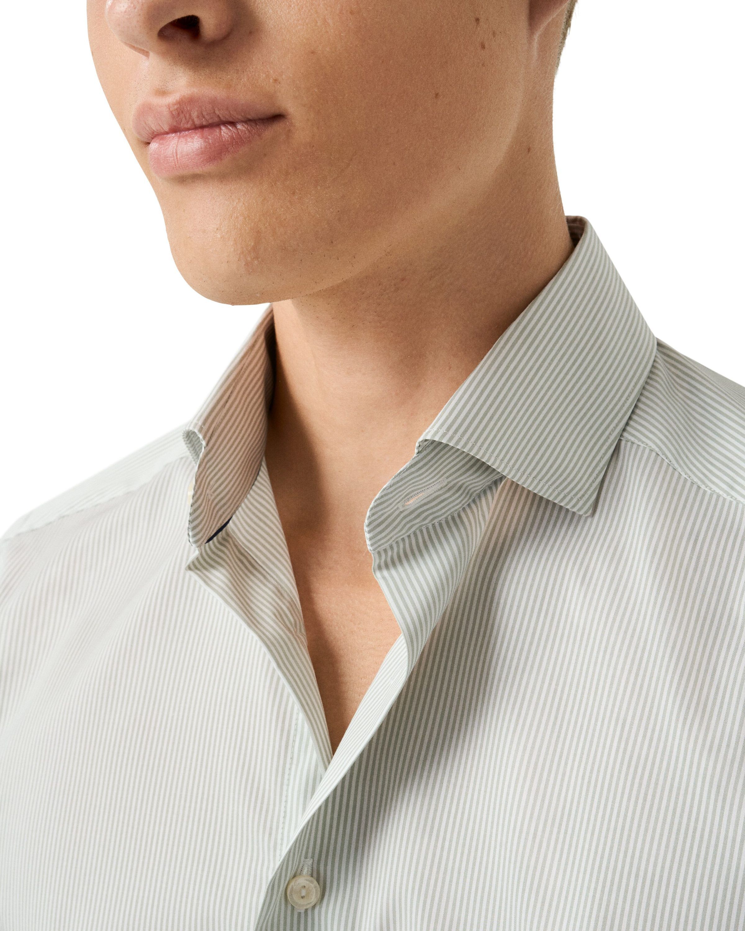 Contemporary Fit Striped Melange Twill Shirt