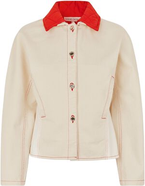 2453 Double Rinse Denim, Peplum Collar Jacket