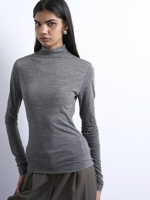 TSMILLA LS FUNNEL NECK TOP - WOOL