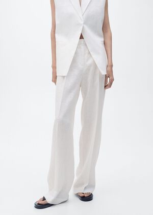 Straight-fit linen suit trousers