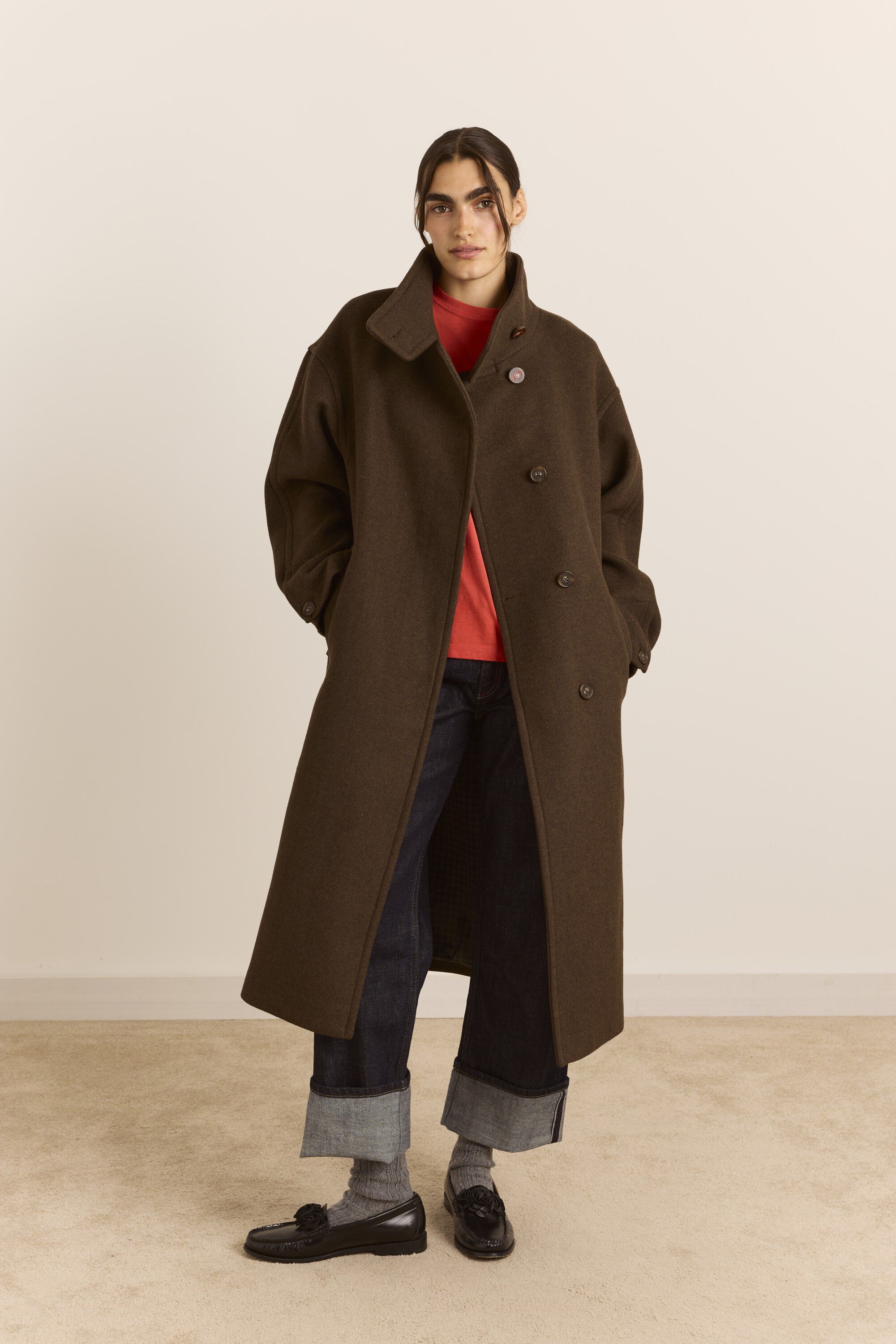 AGNES WOOL COAT- CHOCOLATE