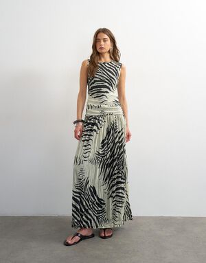 TSMAY MESH ZEBRA MAXI DRESS JRS