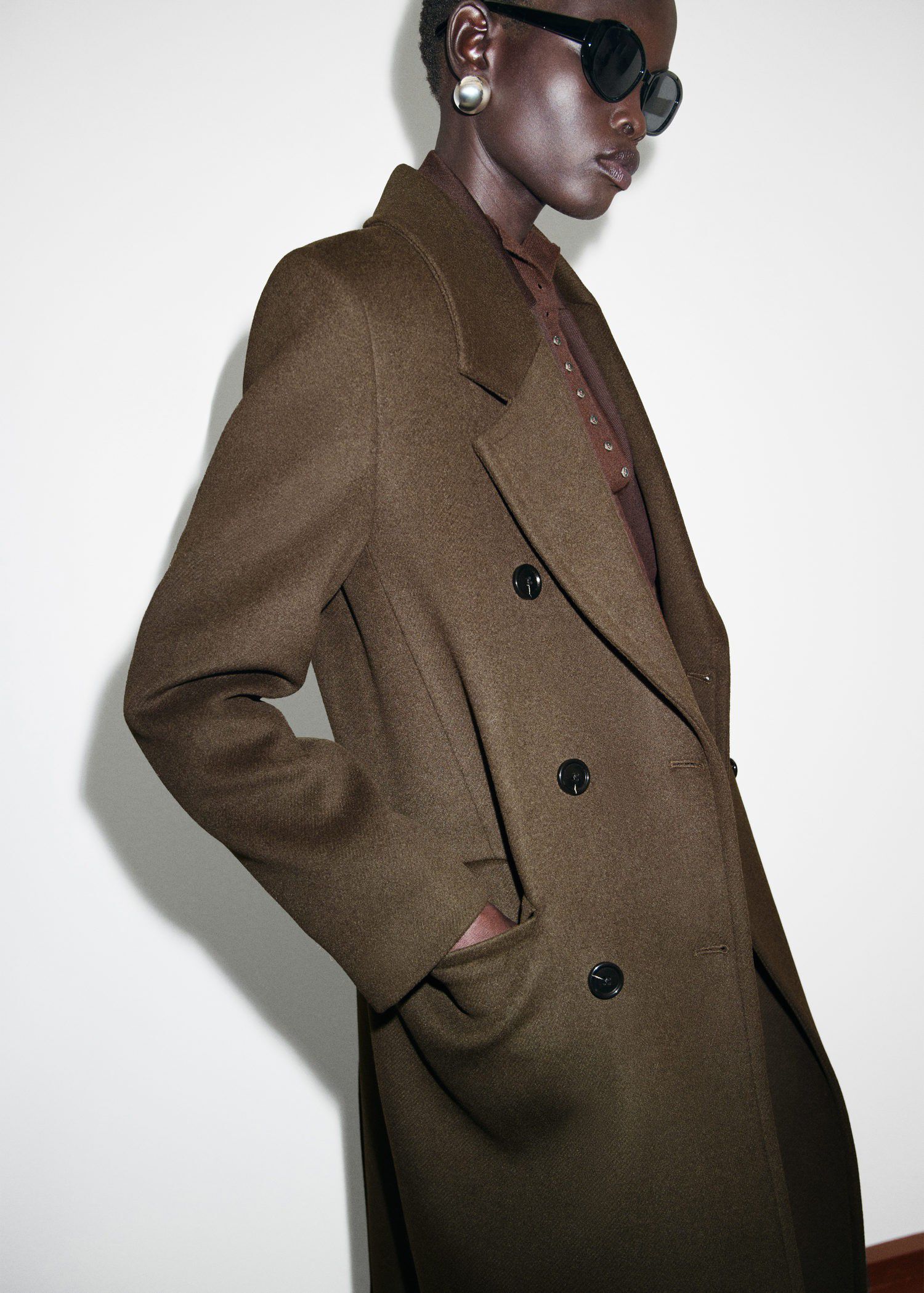 Double-breasted wool coat
