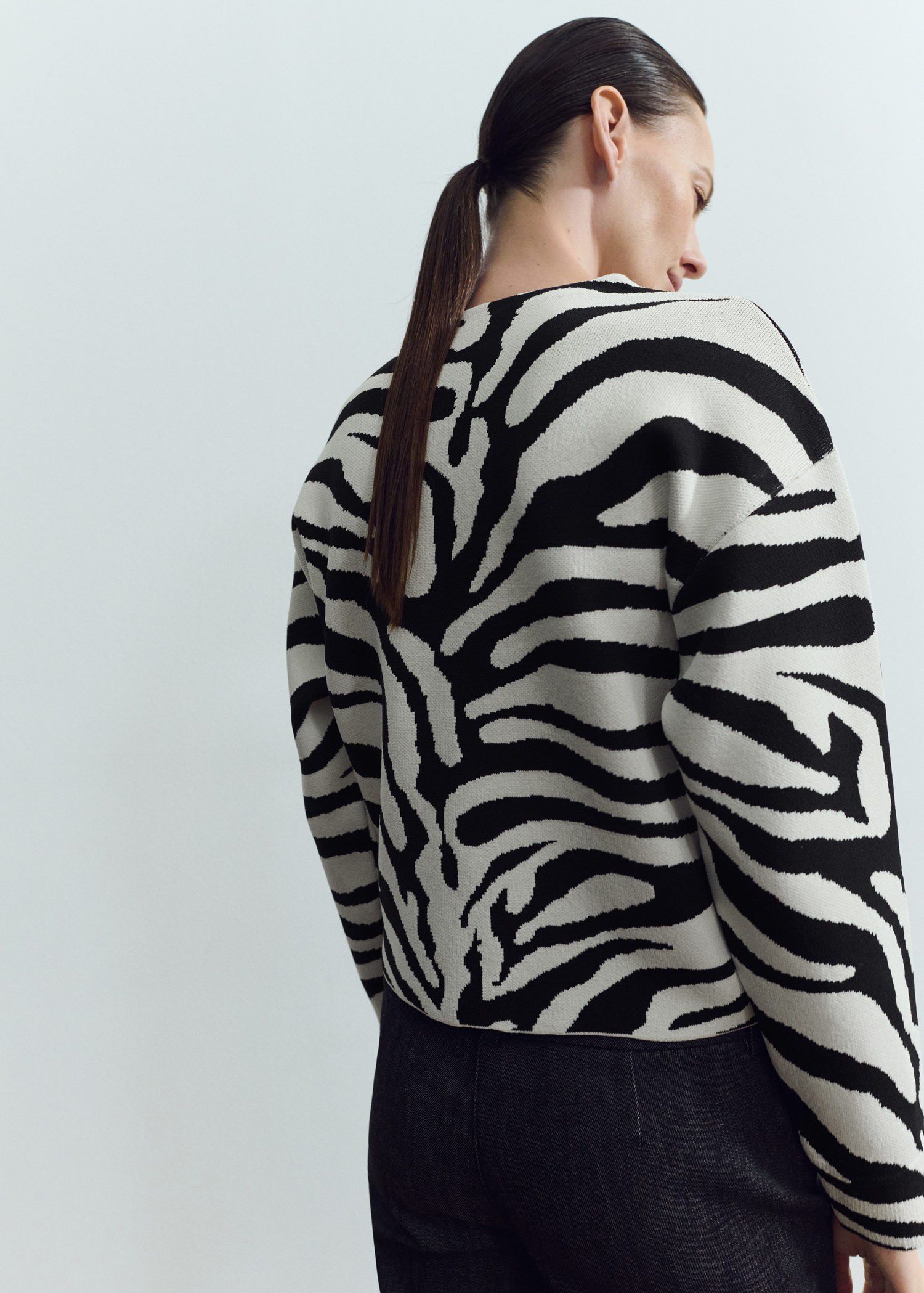 Zebra print knit sweater