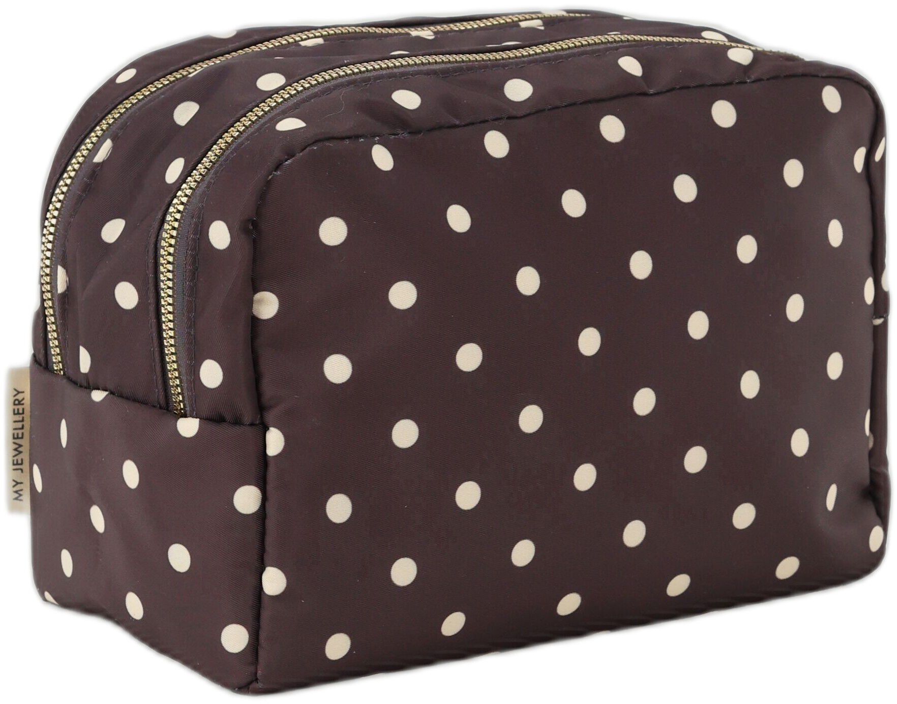 Toiletbag big polkadot brown